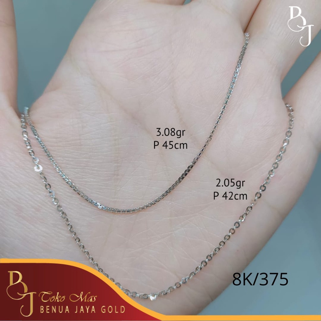 Kalung Siem & Italy Santa Emas Putih 9K/420