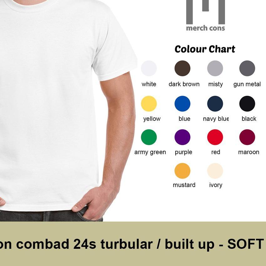 Kaos polos cotton combad 24s tanpa jahitan samping merk merchons
