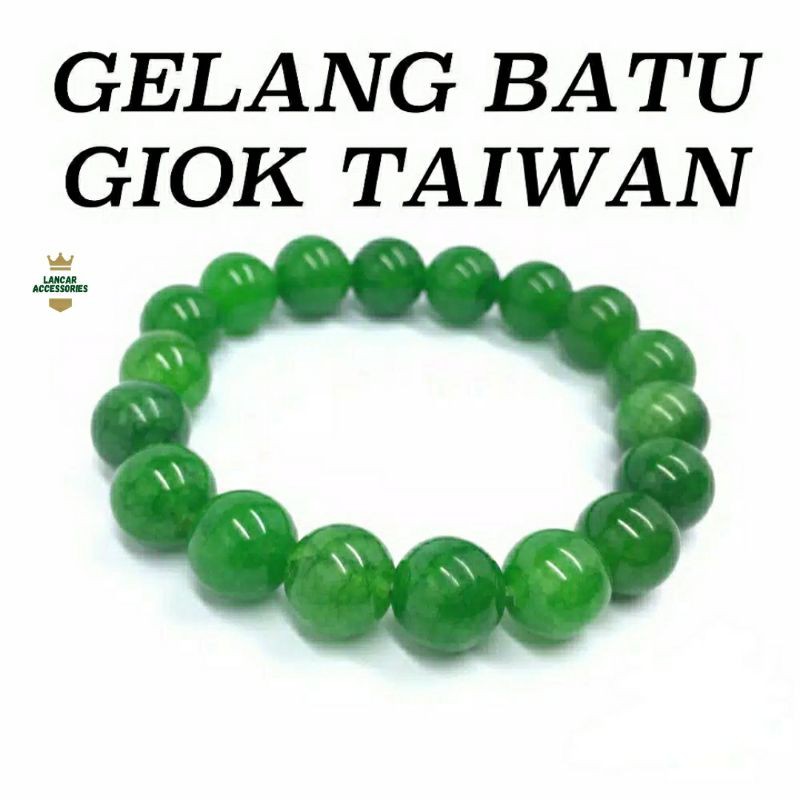 Gelang Pria Wanita Gelang Batu Giok Hijau Taiwan Natural 10mm