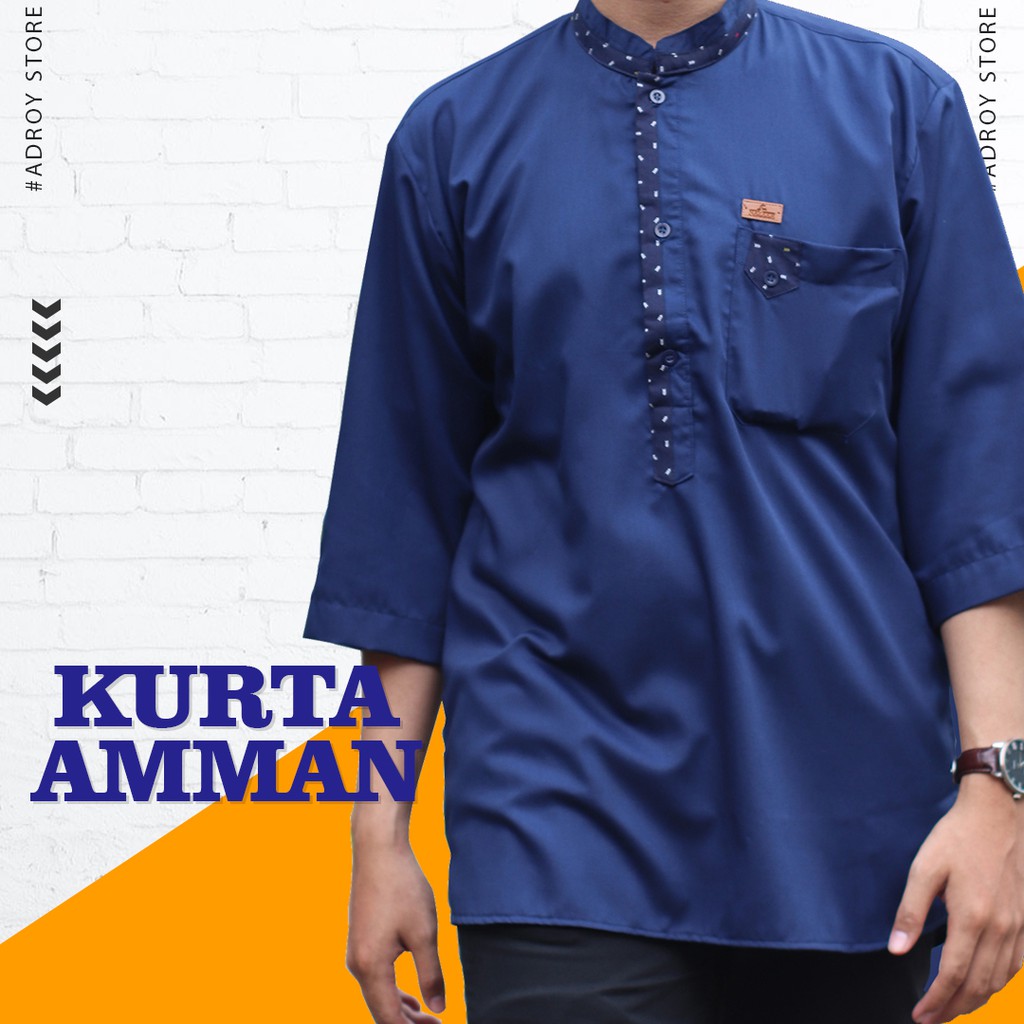 Koko Kurta Pria Dewasa Premium Al Mia BHS Dakwah Lengan Pendek 3/4 Ukuran Jumbo Terbaru A25