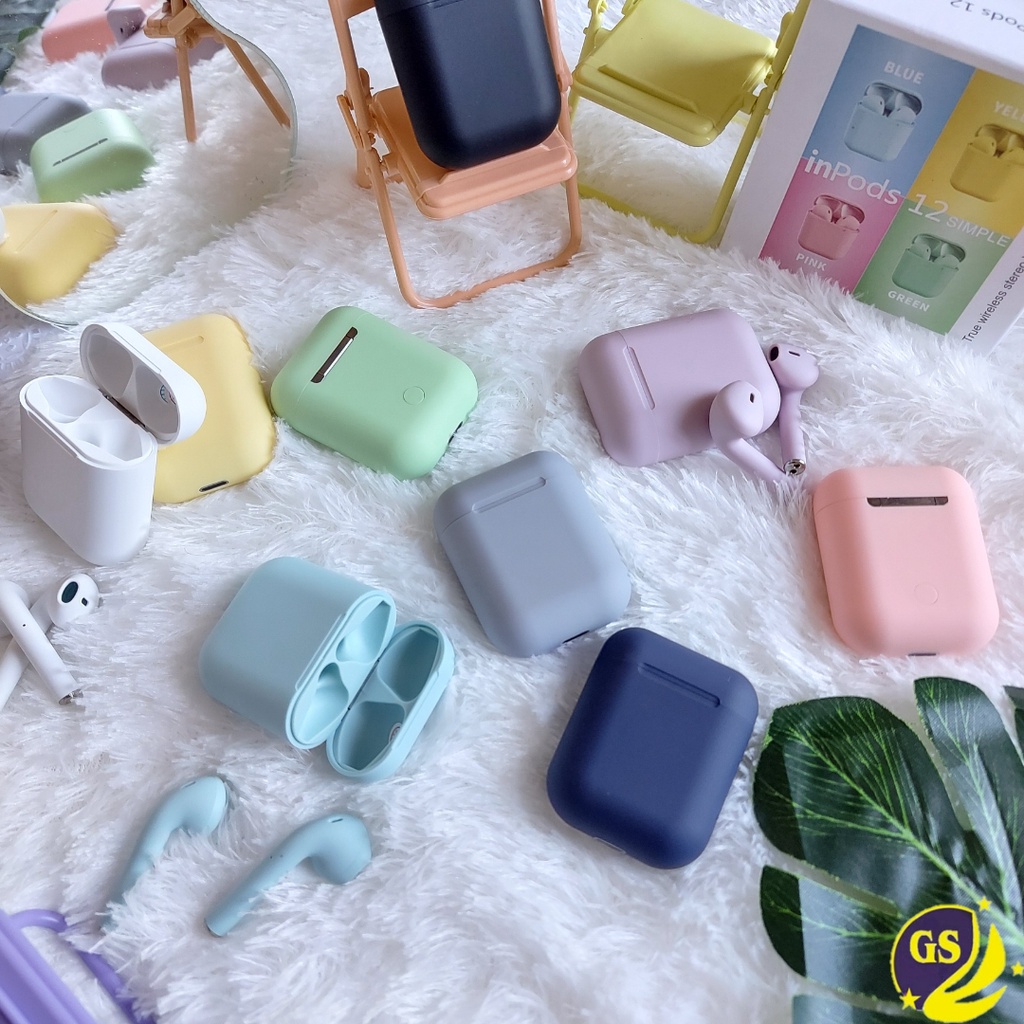 Headset i12 Bluetooth 5.0 InPods Macaron TWS Earphone I12 Macaron Handsfree TWS Inpod V5.0