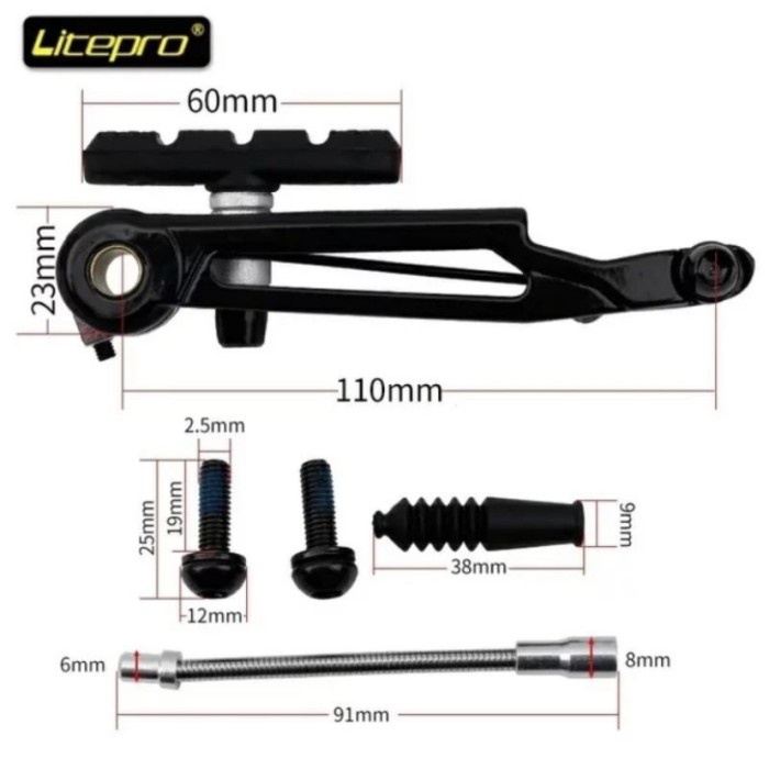 1 pasang Rem V Brake LITEPRO Long Arm Aluminium Alloy CNC 6061