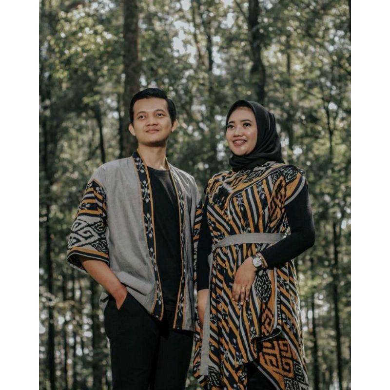 BAJU COUPLE TENUN - BAJU TENUN COUPLE - KIMONO TENUN - DRESS TENUN - FADHILAH ETHNIC