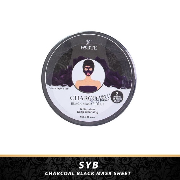 [ORI] SYB Charcoal Black Masker Tisu Mencegah Bakteri Jerawat Membandal &amp; Mengecilkan Pori - BPOM