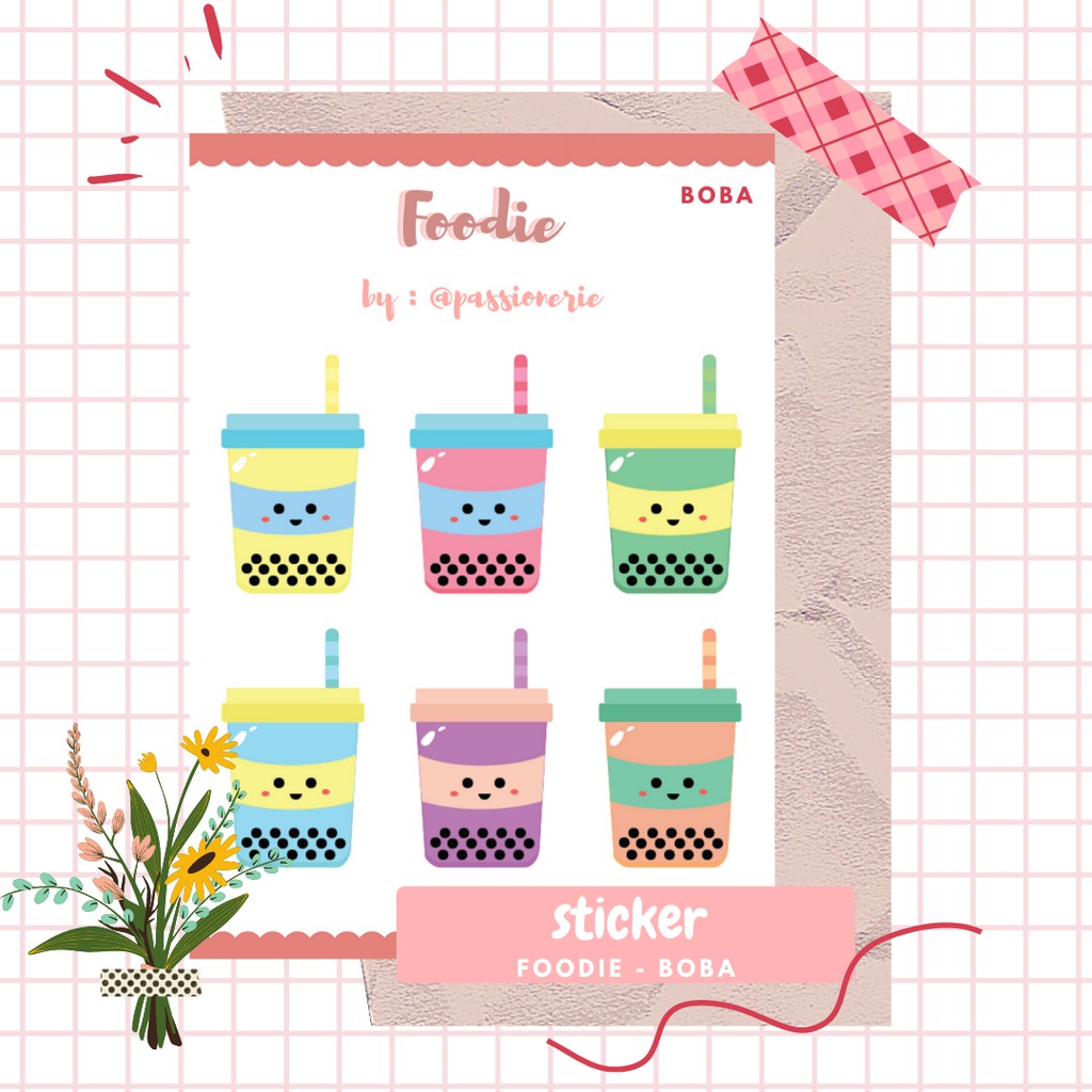 

Sticker Foodie BOBA DONUT ICE CREAMS Passionerie Aesthetic Bullet Journal Bujo Journaling Note
