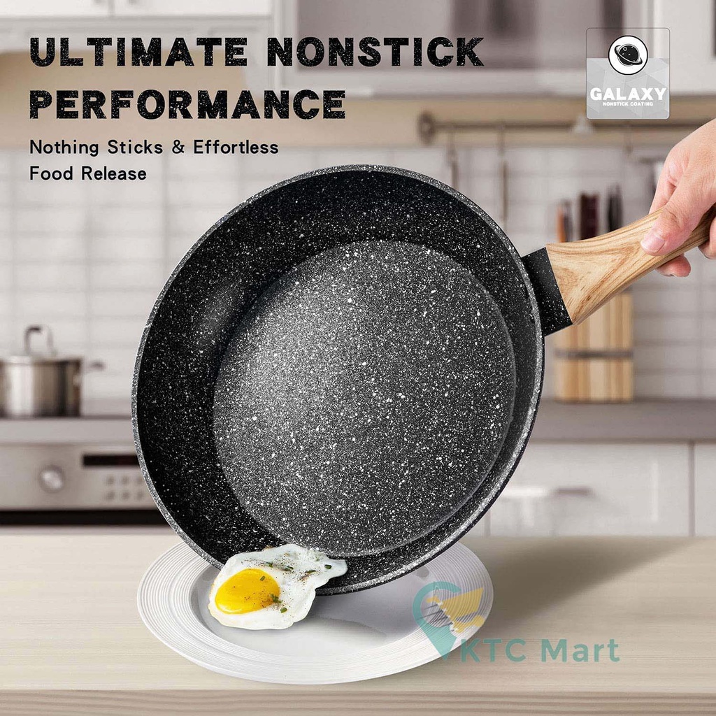 KTC Mart - Granite Frypan Anti lengket Marble Premium Cookware panci penggorengan