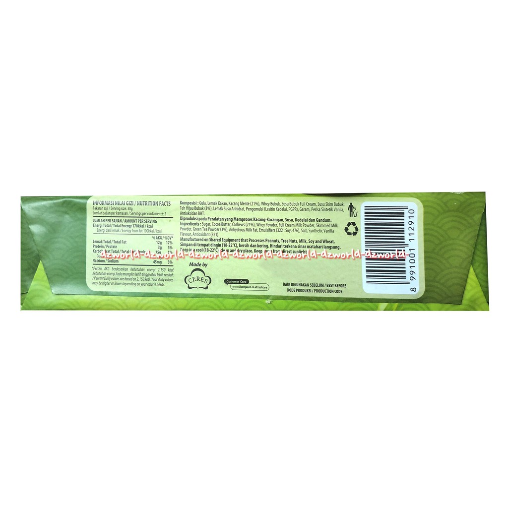 Silverqueen Greentea Cokelat Rasa Teh Hijau Noshio Matcha 60gr