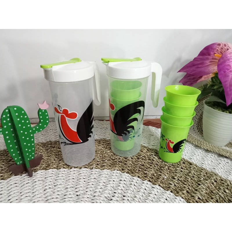 (COD) TEKO BERANAK MOTIF AYAM JAGO / TEKO PLUS GELAS