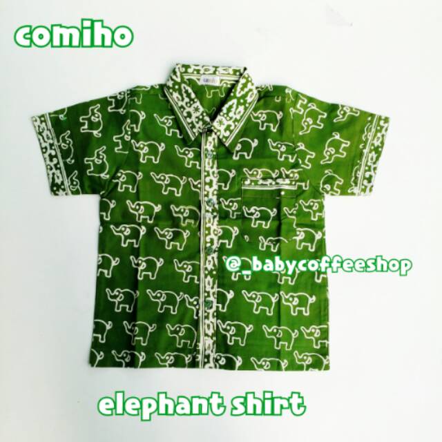 Elephant Green Shirt Baju Kemeja Anak Baby Boy Batik Garutan