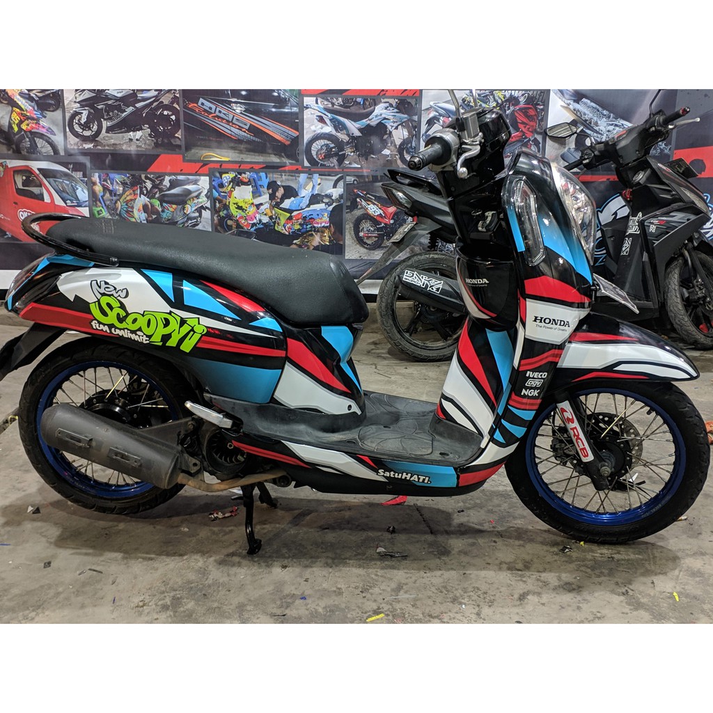 Stiker Scoopy Lama Decal Full Body Scoopy Lama Premium Stripe Racing Motif DNKZ