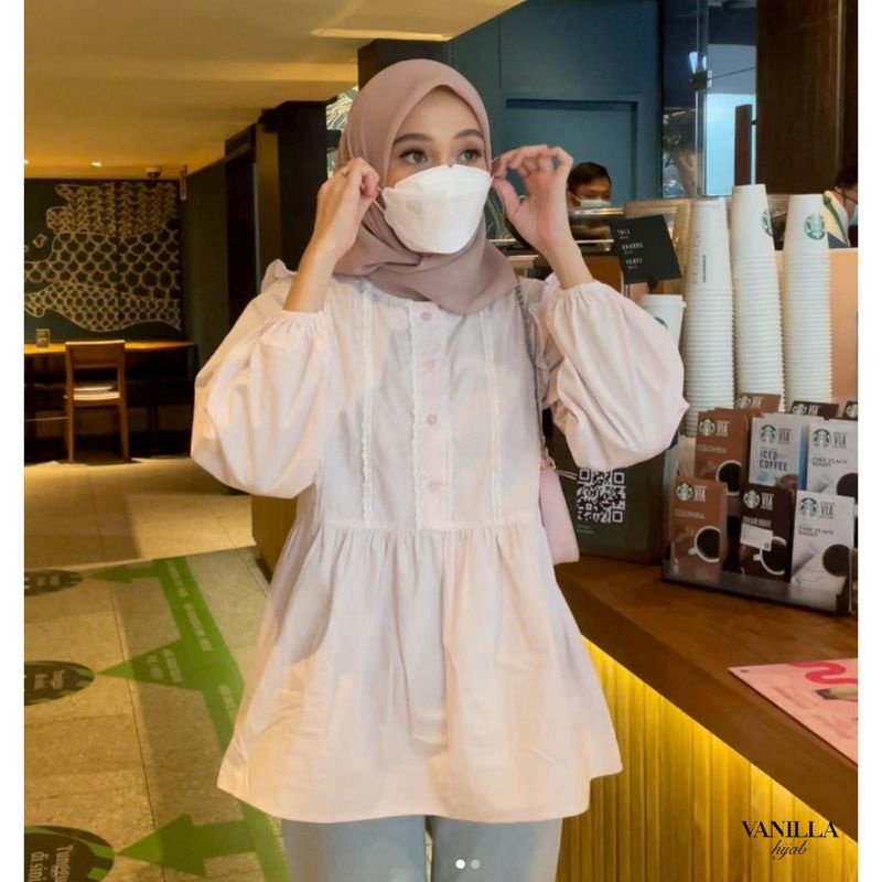 SALE VANILLA HIJAB FLEUR DRESS LILYPINK / MEIRA BLOUSE SWEET / MADELLINE OUTER (SOLD)