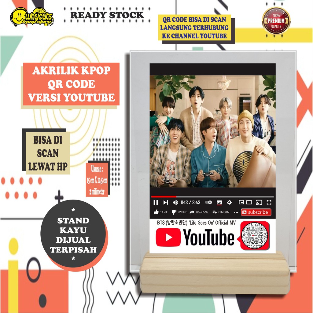 AKRILIK KPOP QR CODE YOUTUBE SCAN (READY STOK) BARU...