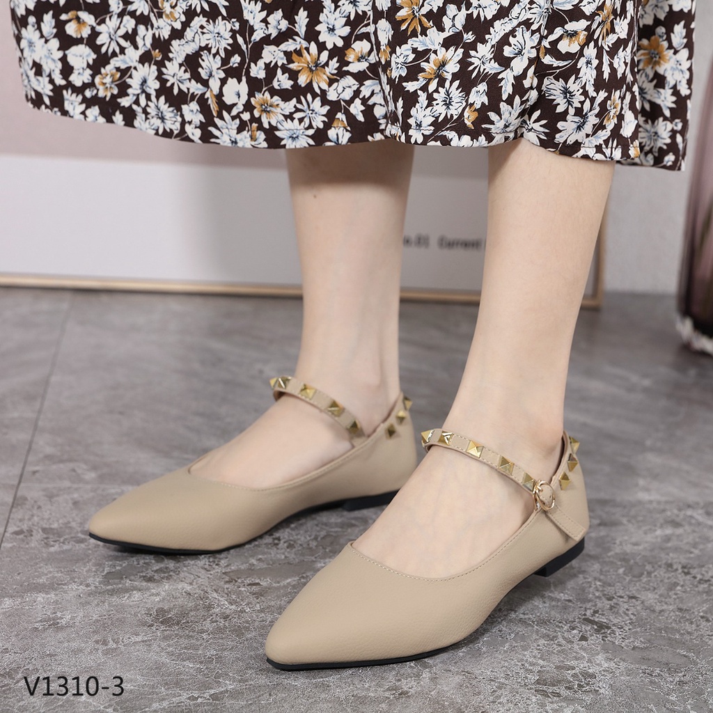 V Leather Flats V1310-3