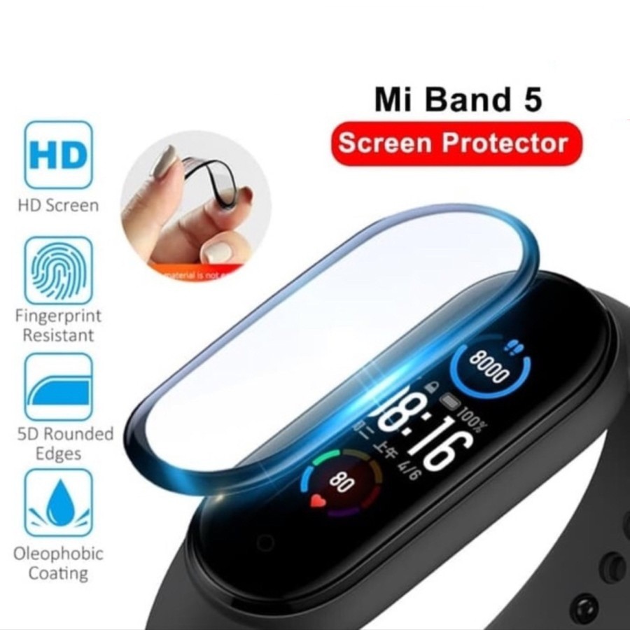 Screen Protector Fiber FULL Cover Miband 5 Anti Gores Xiaomi Mi Band 5