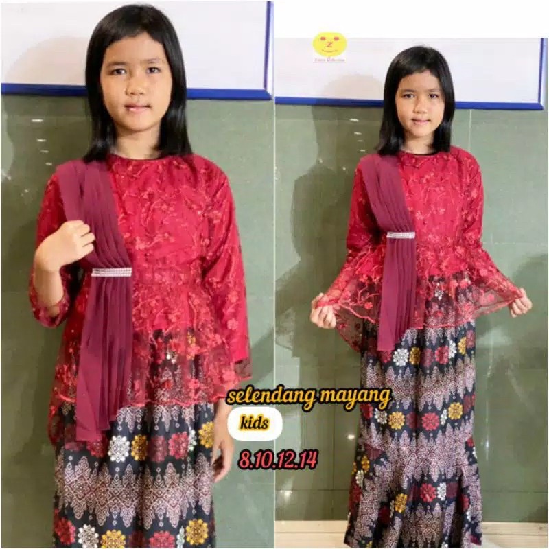 Setelan aurora selendang anak/kebaya pesta anak/kebaya anak modern BY BA