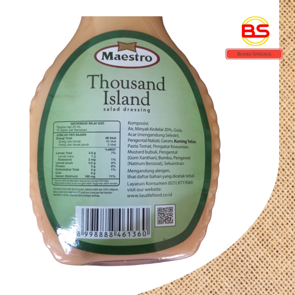 Maestro Thousand Island Dressing /  Dressing Salad Thousand Island 237ml