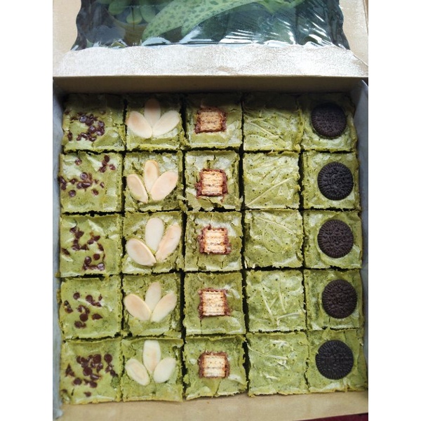 Fudgy Brownies Sekat / Brownies Green Tea / Brownie Matcha / Brownies Panggang 20x20
