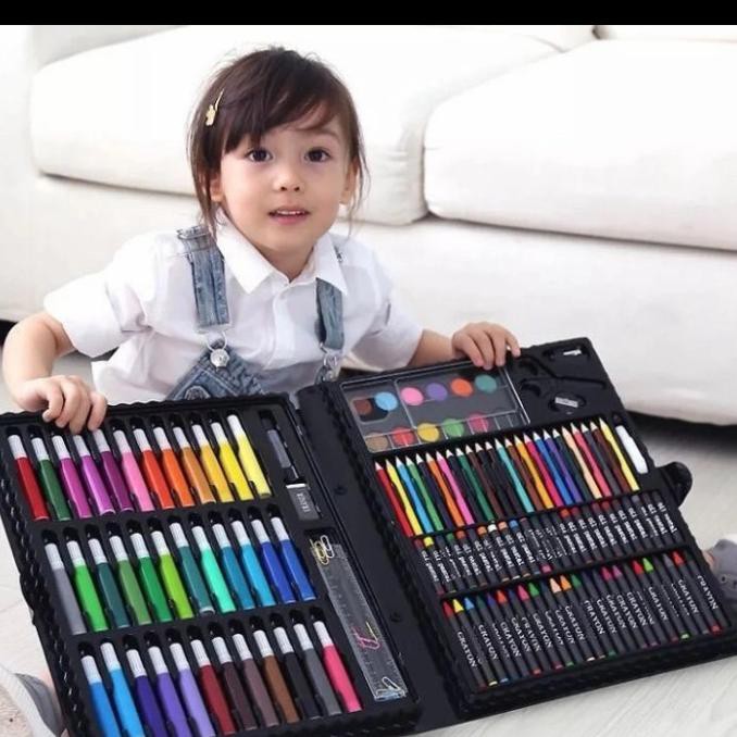 

(PERALATAN MENGGAMBAR) PENSIL WARNA SET ISI 150PC / ART SET ANAK FULL SET CRAYON TERBARU