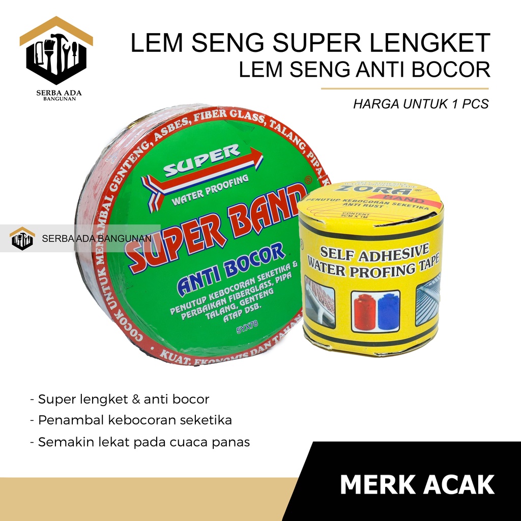 Lem seng asbes / lem seng super band anti bocor/PENUTUP KEBOCORAN/LEM PERBAIKAN FIBERGLASS / LEM PIPA TALANG