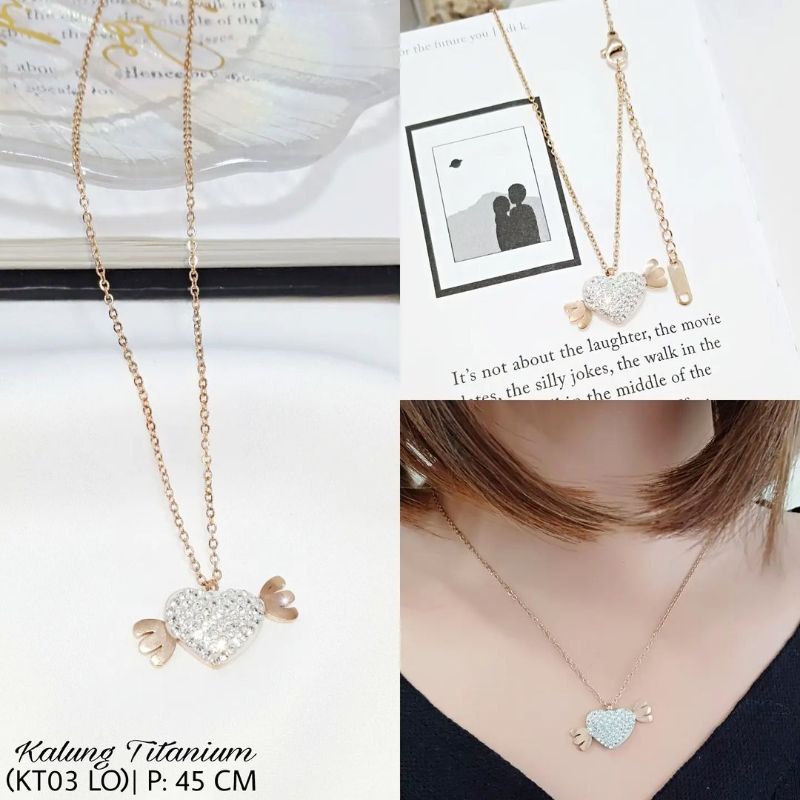 Kalung Titanium Wanita/Kalung Titanium/Kalung Love KT03 LO