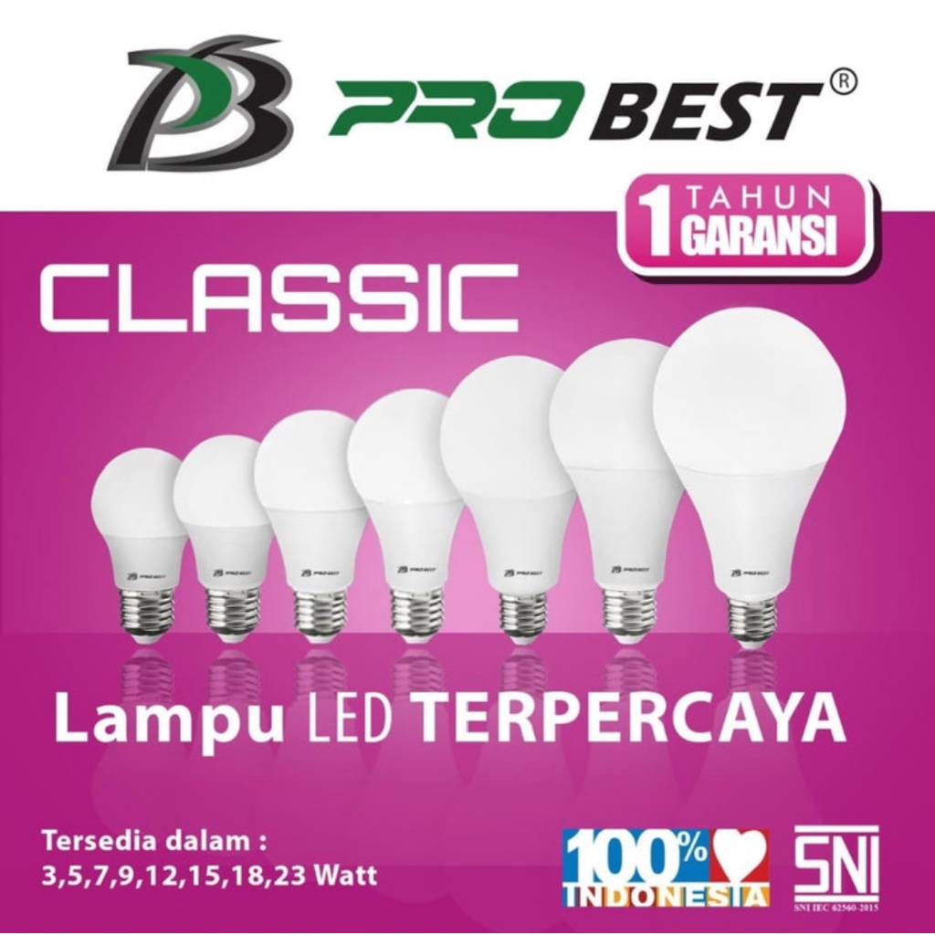 Barangunik2021 -Bohlam Lampu LED Classic Probest 9 Watt / Bohlam Lampu LED 9Watt Bagus