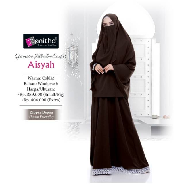 Gamis aisyah coklat gamis plus hijab +cadar