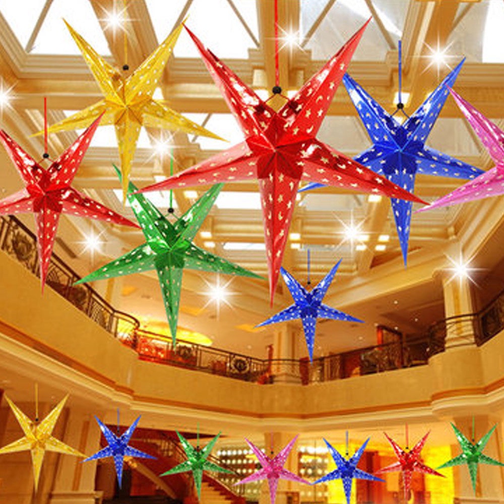 [Christmas Products] Christmas Five-Pointed Star Pendant Paper Shades Home Decoration Products