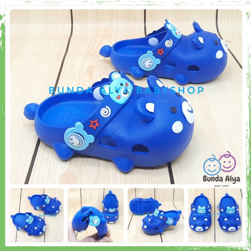 Sendal Anak Laki Laki IMPORT Usia 10 Bulan 1 2 3 4 Tahun BIRU BEAR Karet Elastis - Sepatu Sandal Anak Cowok Motif Karakter Lucu Model Kekinian Anti Slip Size 18-23