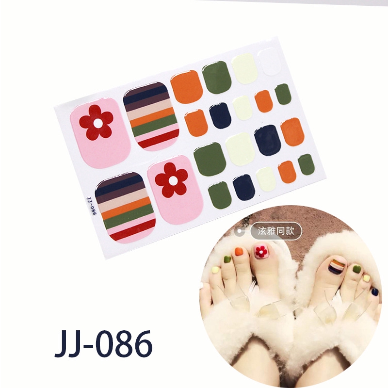 Jj081-100 22pcs/lembar Stiker Kuku Kaki Palsu 3d Diy