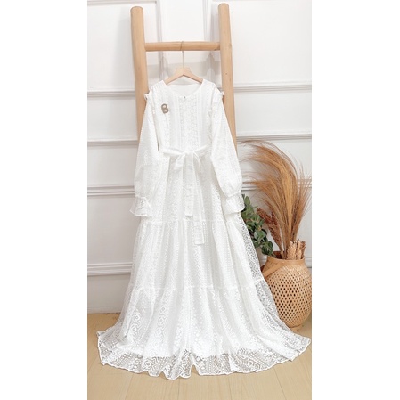 PRE ORDER 14 HARI KERJA ,NAGITA MAXY  (DRESS PUTIH/OFF WHITE)-Putih