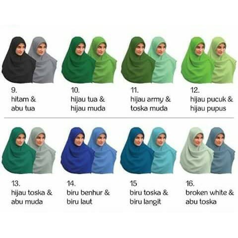 Jilbab Bolak Balik Dua Warna Twotone Segi Empat Nayla Termurah #13 E9005