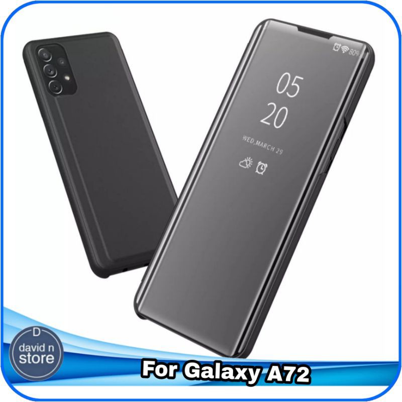 Casing Samsung Galaxy A72 A 72 Flip Case Luxury Mirror Stand Holder Smart Cover Flipcase