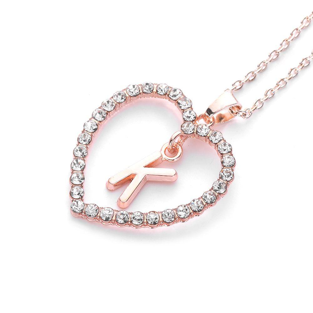 Kalung Rantai R-Bunga Hadiah Perhiasan Cubic Zirconia Motif Hati