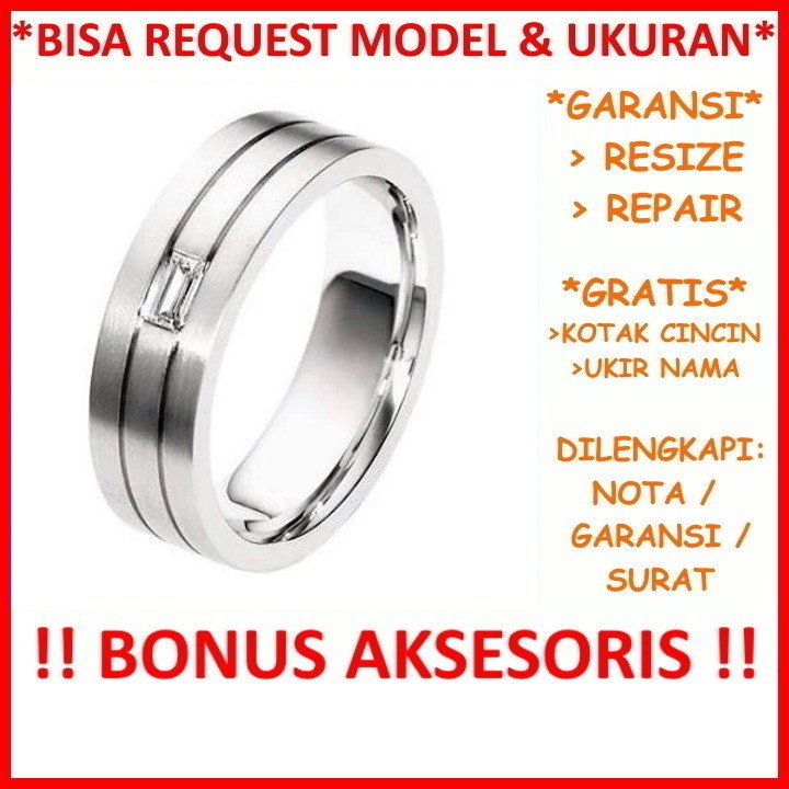 Garansi Paladium Asli Bisa Pesan Model Gratis Ukir Nama Cincin Kawin Palladium Pria Poladium ID395