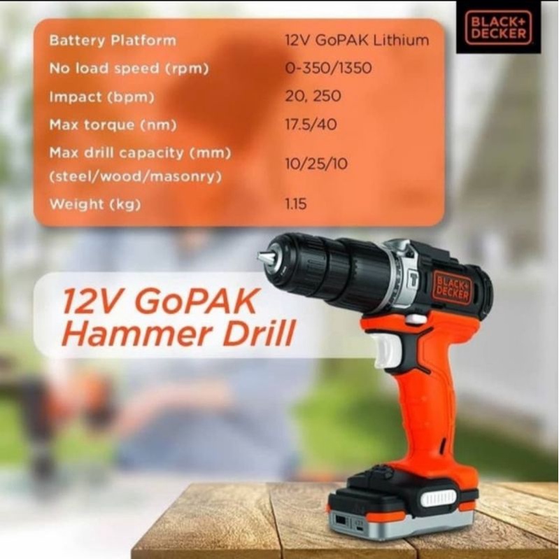 BLACK DECKER perkakas combo kit gopak - bor, gergaji, lampu, amplas black+decker