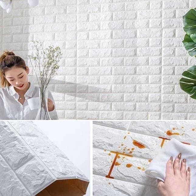 Wallpaper Dinding FOAM Timbul 3D Bata CLASSIC BRICK 70 x 77 cm / Wallpaper Bata 3D