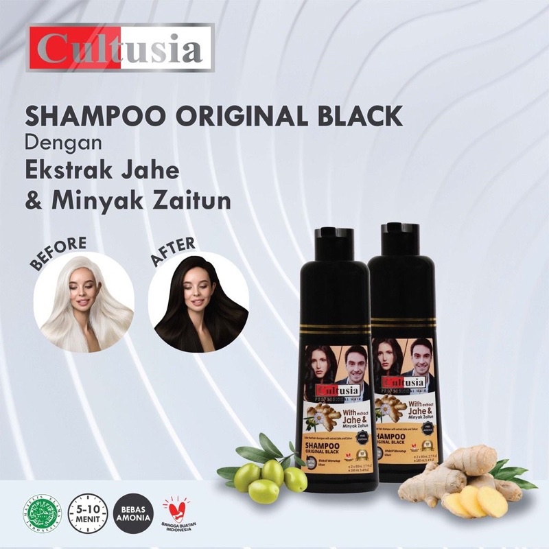 Bisa COD - Black Shampoo Cultusia Original / Semir Rambut Instan / Penghitam Rambut Uban / Hair Shampo Black