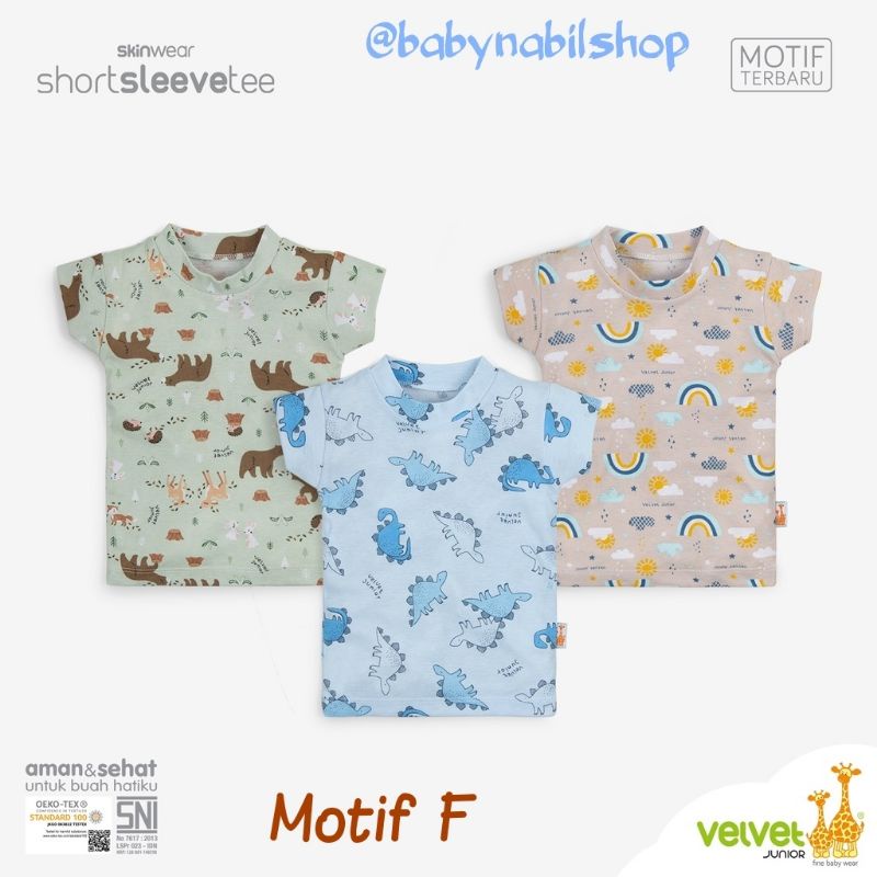 [Size SML/LB/2/3] Isi 3pcs - Kaos Oblong Velvet Junior Lengan Pintar - Oblong Bloon - Full Print-Motif F