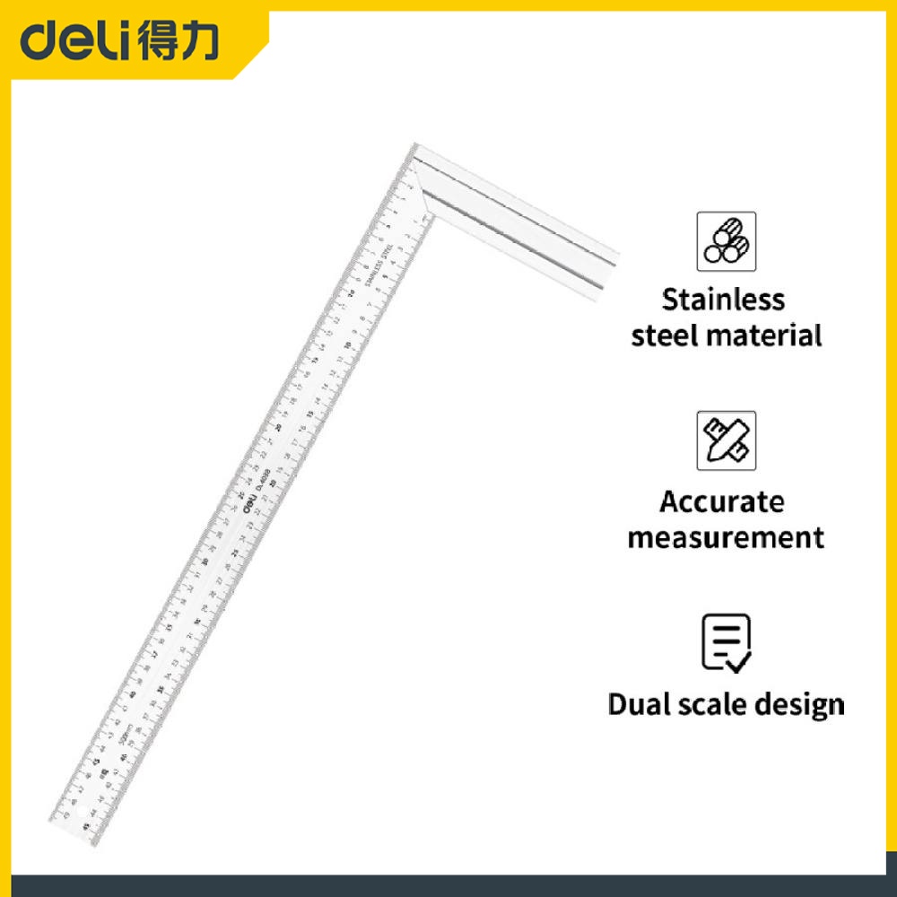 

Deli Steel Angle Ruler/ Penggaris Siku Tukang 500mm Untuk Mengukur Sudut Siku-Siku DL4038/Alat Perkakas