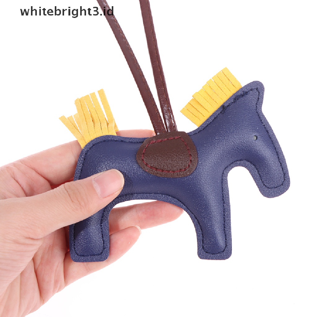 {whitebright3.id} Handmade PU Leather Horse Keychain Animal Key Chain for Women Bag Keychain Charm ,