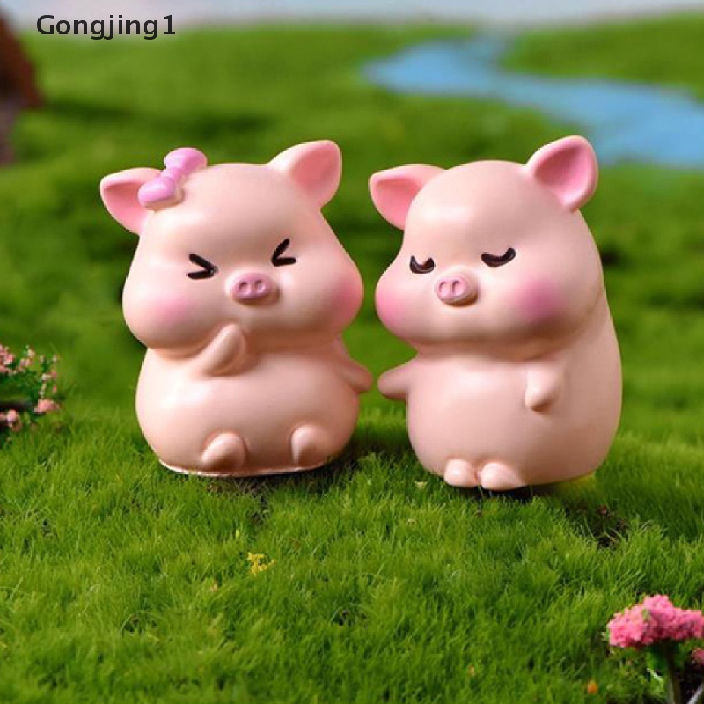 Gongjing1 1 / 6 Pcs Miniatur Babi Bahan Resin Untuk Dekorasi Taman Mini