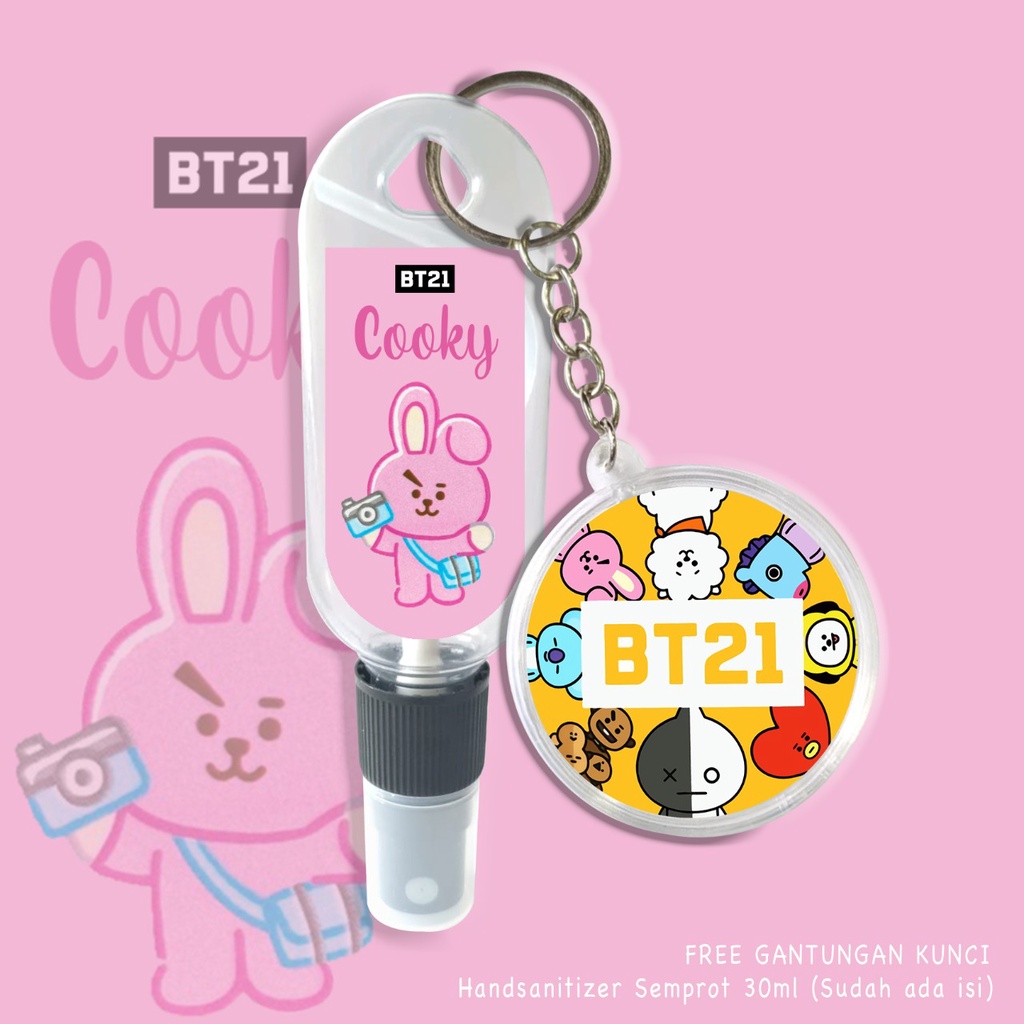 (FREE GANTUNGAN KUNCI) HAND SANITIZER KARAKTER BT21 TEAM GIFT / KADO ARMY / ARMY INDO / REAL