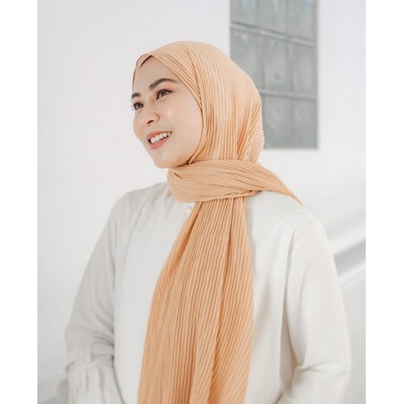 A-ZAHRA KRUDUNG PASHMINA PLISKET  FULL TANPA LIPATAN / PLEATS • PLEATED SHAWL BY ORBELLE