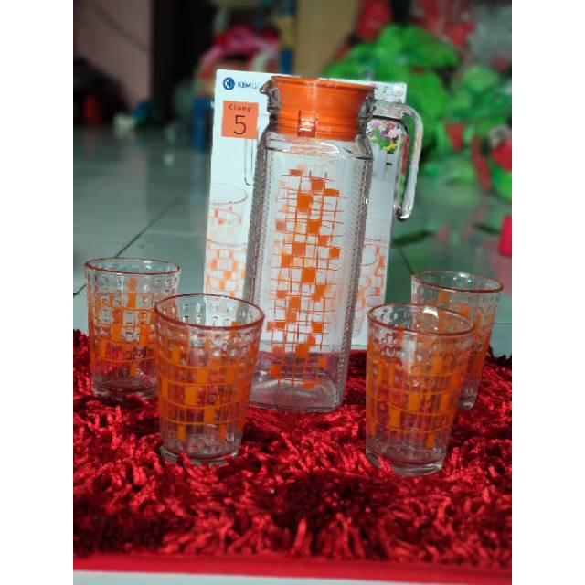 Teko set gelas Kim glass khusu gosend