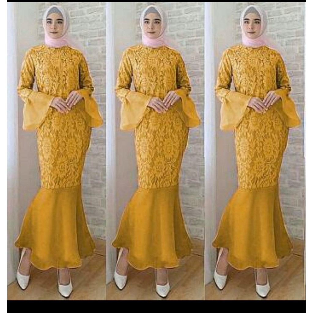 Gamis Mermaid Maxi Duyung Brokat Tulang Cord Termurah BAJU MUSLIM LEBARAN BRUKAT CORNELI