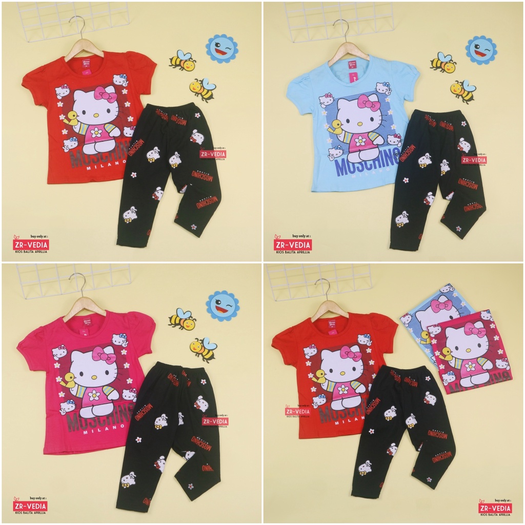 Setelan Hello Katty uk 2-6 Tahun / Baju Anak Karakter Legging Perempuan Celana Panjang Import