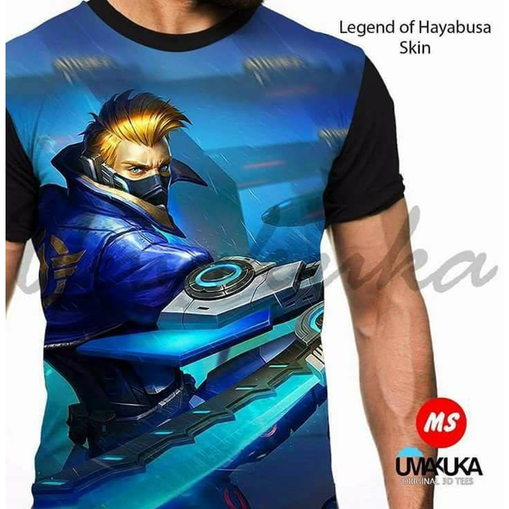 ML Hayabusa Skin T-Shirt Kaos Baju 3D Karakter Mobile Legends Full Print Umakuka Original Murah Unik