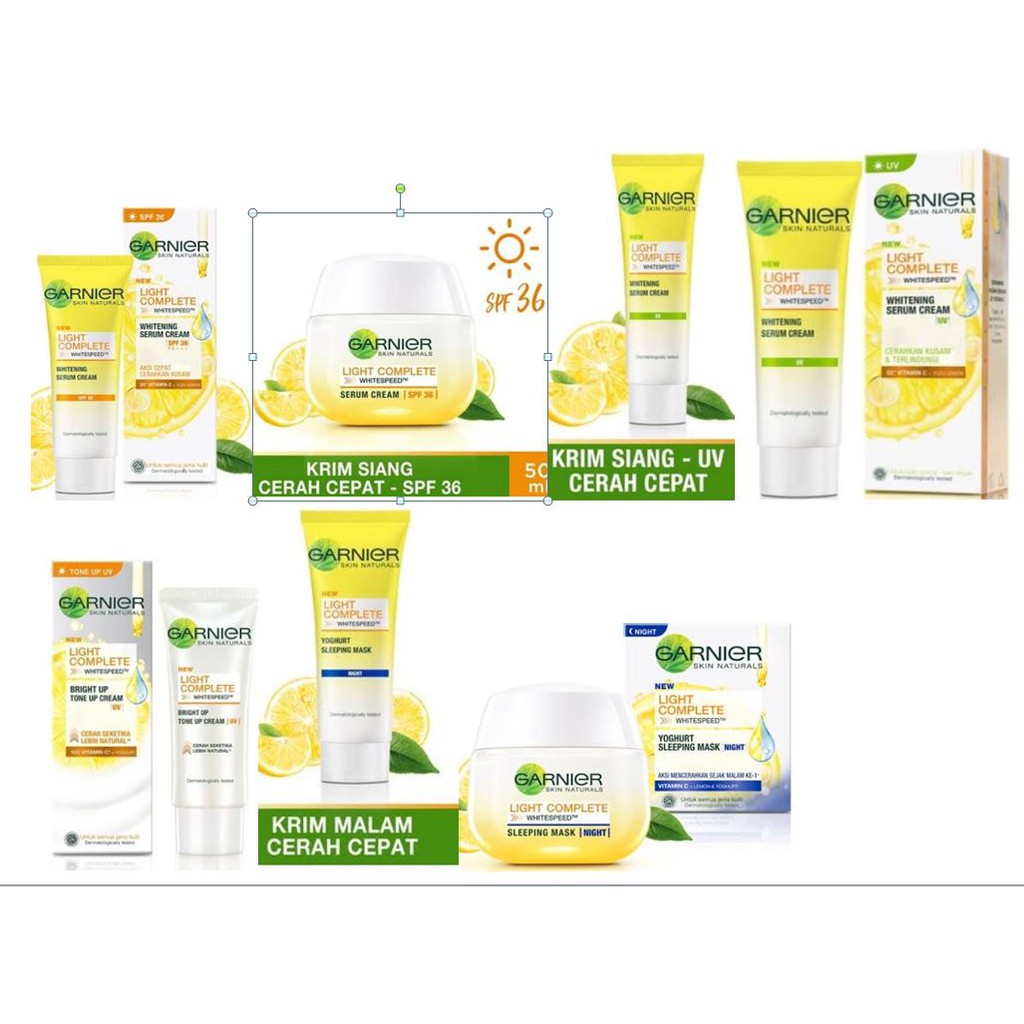 [BPOM] Garnier Light Complete Serum Cream UV Yogurt Night Sleeping Mask SPF36 15mL 20mL 40mL 50mL 10