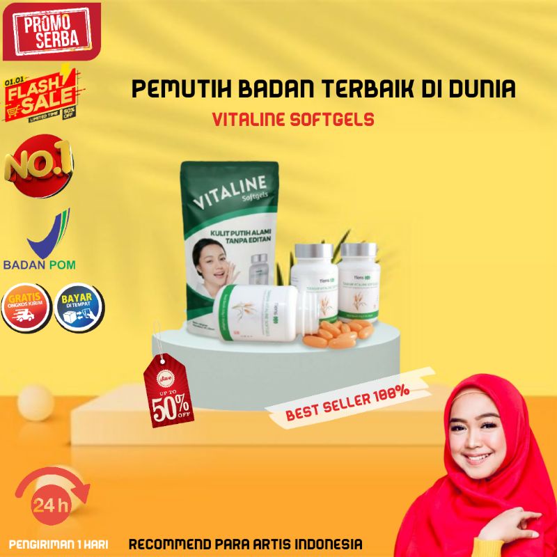 Pemutih badan Permanen pemutih wajah serum wajah terbaik Vitaline softgel indonesia original asli