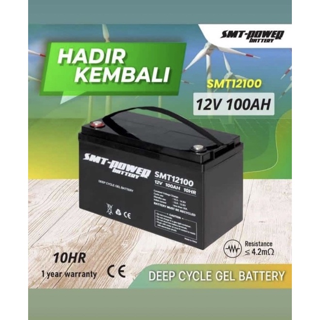 SMT BATTERY DEEP CYCLE SOLAR PANEL 12V 100AH AKI VRLA not voz kayaba